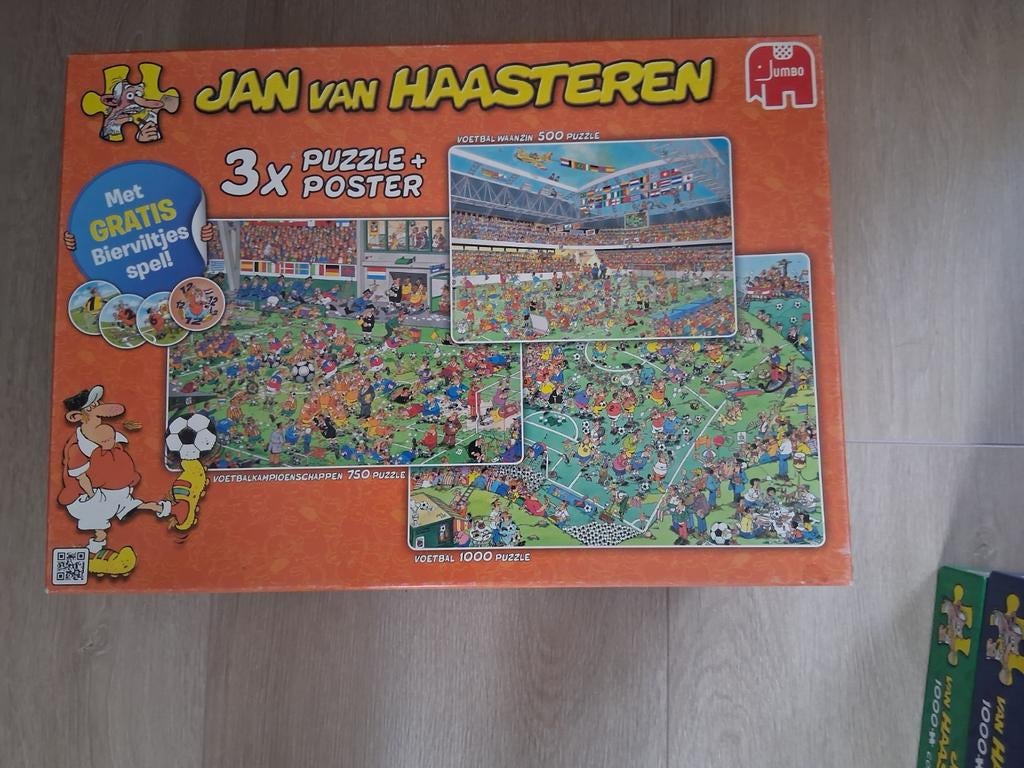 Jan van Haasteren puzzel combidoos voetbal., Ophalen of Verzenden, Gebruikt
