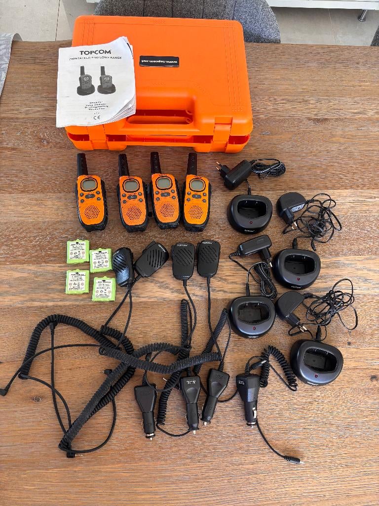 4x Portofoons Topcom 9100 + accessoires + koffer, Gebruikt, Ophalen of Verzenden, Portofoon of Walkie-talkie, Trilfunctie