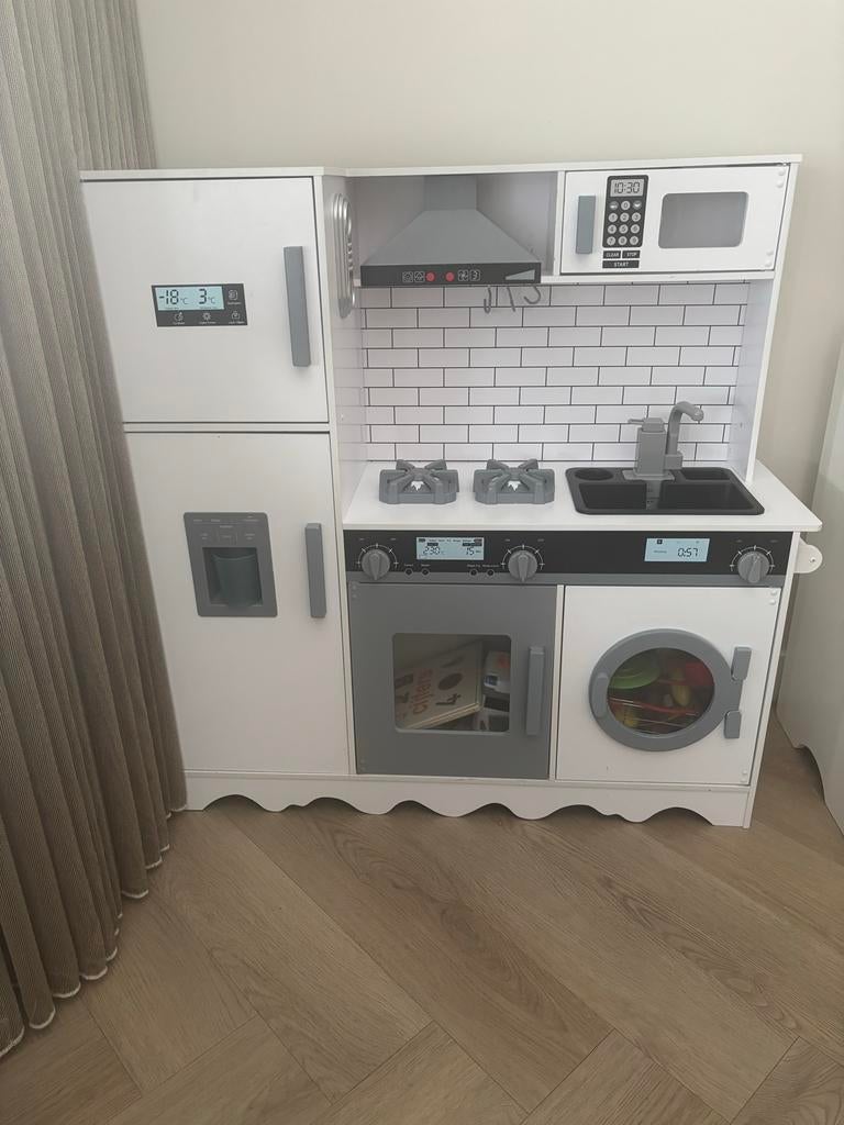 Grote Houten Speelkeuken met Koelkast en Wasmachine, Ophalen, Zo goed als nieuw, Hout, Speelkeuken