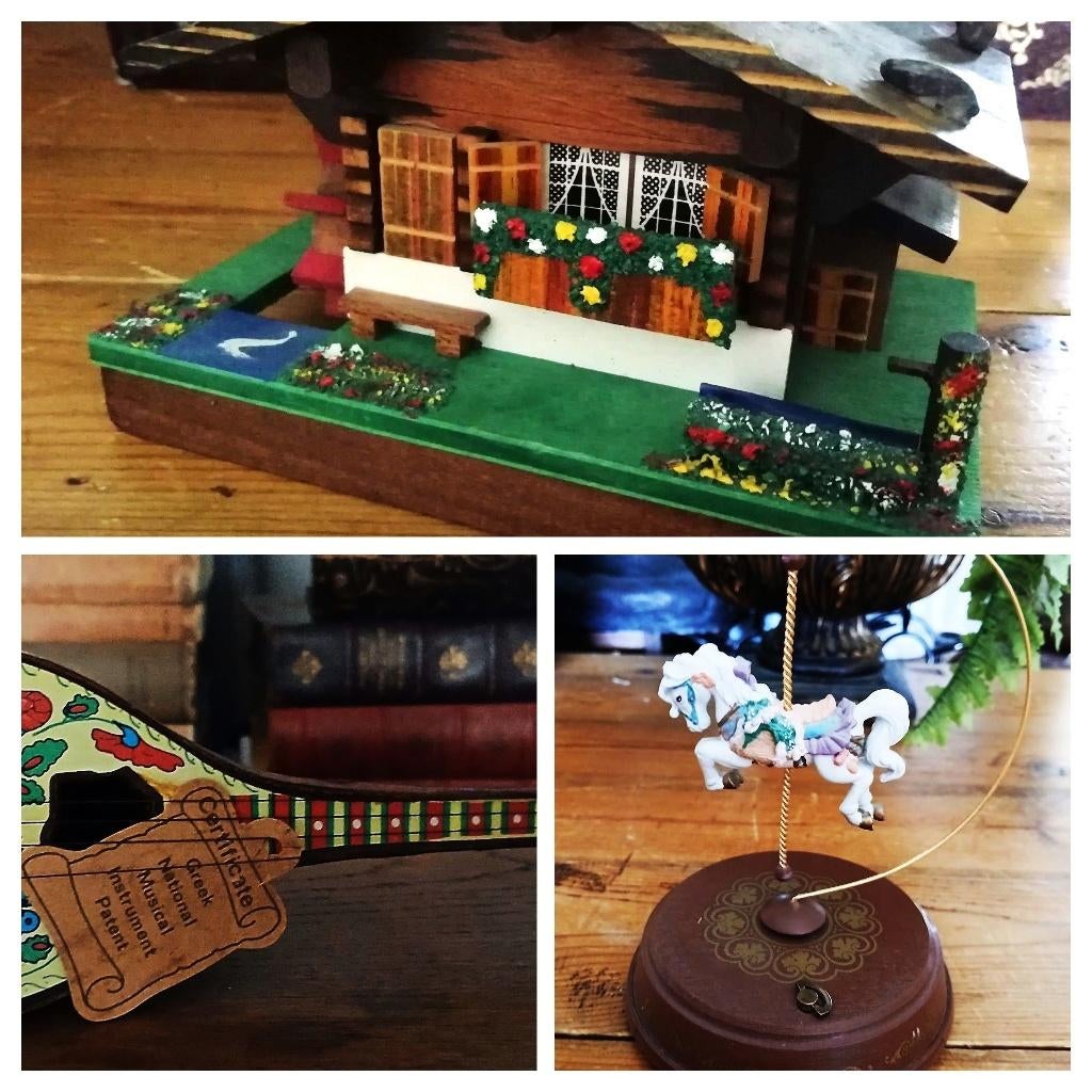 Vintage muziekdoosje chalet - enesco paardje - bouzouki, Ophalen of Verzenden