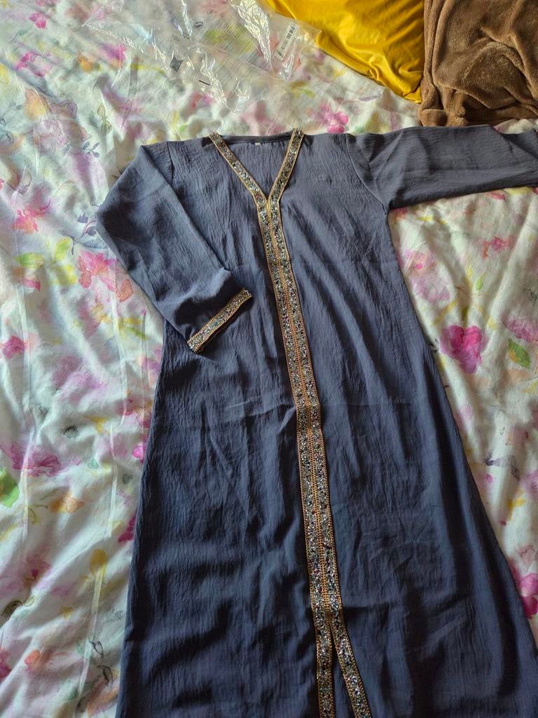 Kinder Abaya Antraciet met Strassteentjes (8-10 jaar), Ophalen of Verzenden