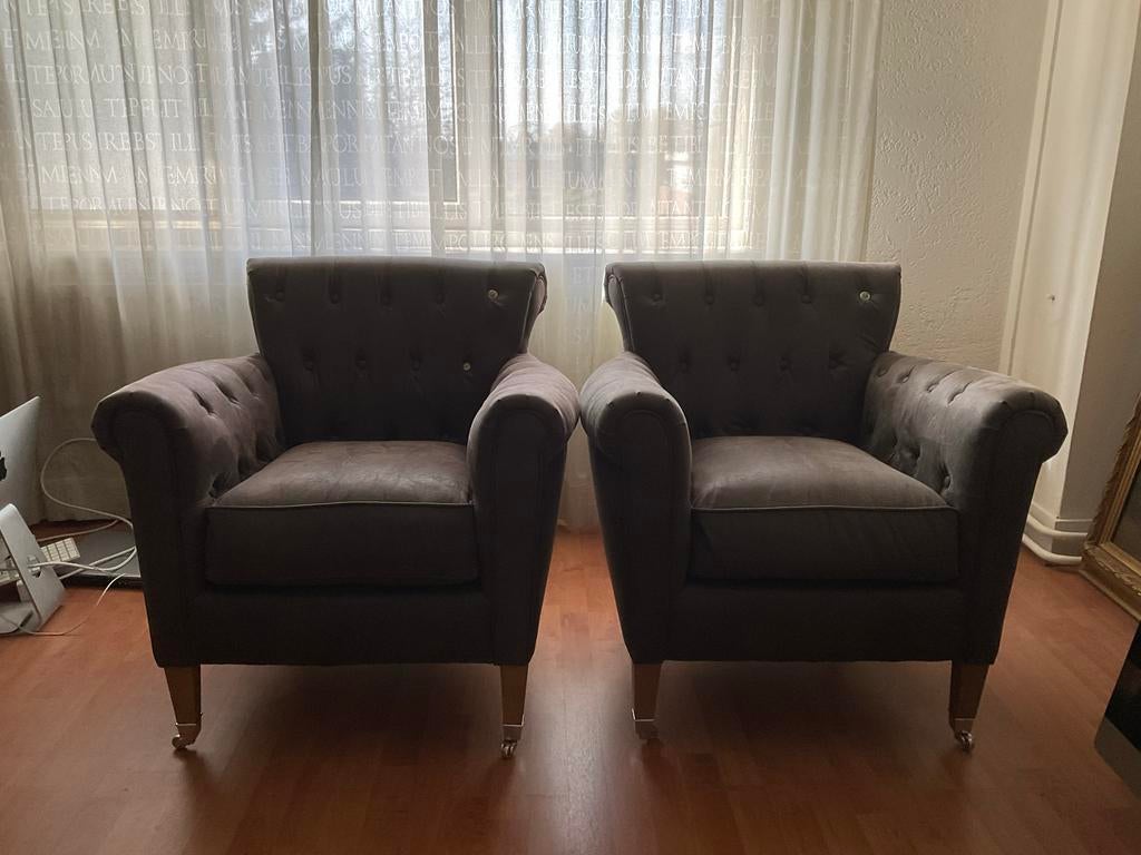 Riviera maison 2 fauteuils pellini donkerbruin €150 per stuk, Huis en Inrichting, Ophalen, Gebruikt, Twee, Overige kleuren
