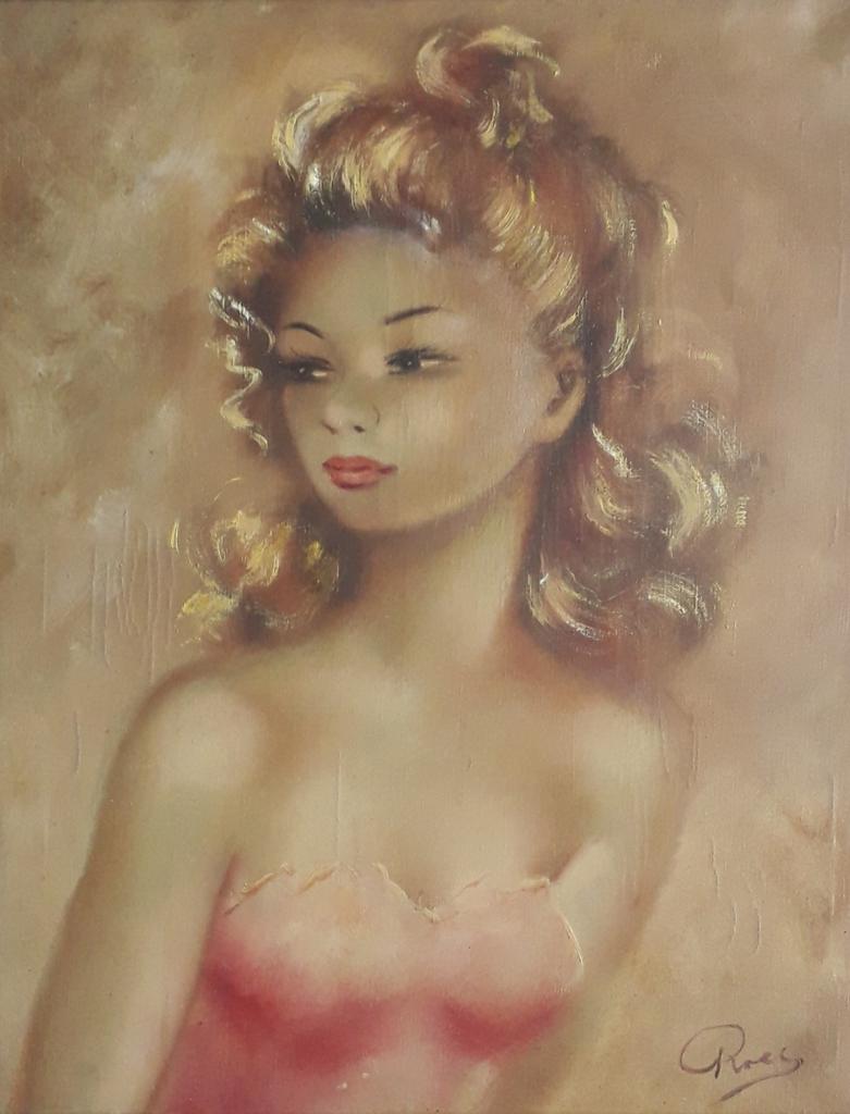 MOOI BLOND MEISJE👚PORTRET>STIJL JEAN GABRIEL DOMERGUE, Antiek en Kunst, Ophalen of Verzenden