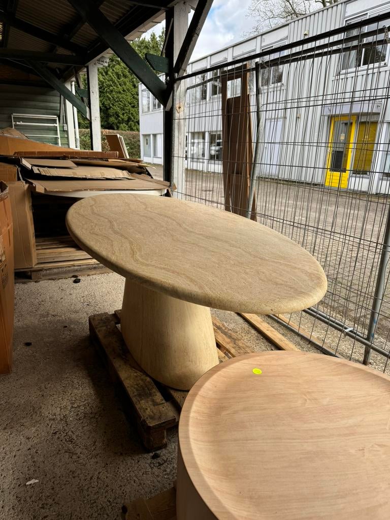 Tuintafel travertin look ovaal eco composiet 240 cm, Tuin en Terras, Ophalen, Nieuw, Ovaal, Overige materialen