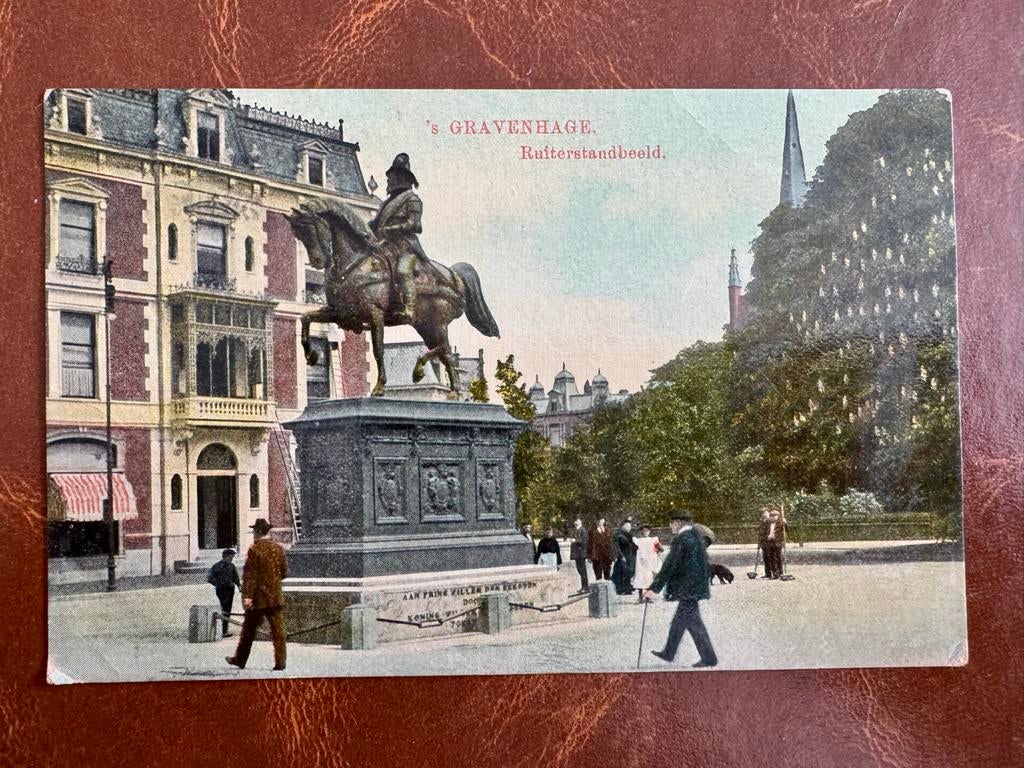 Ansichtkaart 's Gravenhage Ruiterstandbeeld, Ophalen of Verzenden, Voor 1920, Gelopen, Zuid-Holland