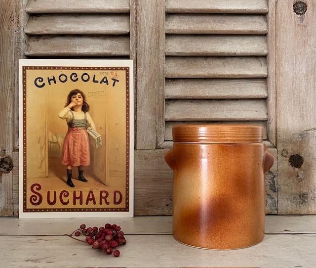 De la Scarpe grès olijven pot met deksel kleur orangé, Antiek en Kunst, Ophalen of Verzenden