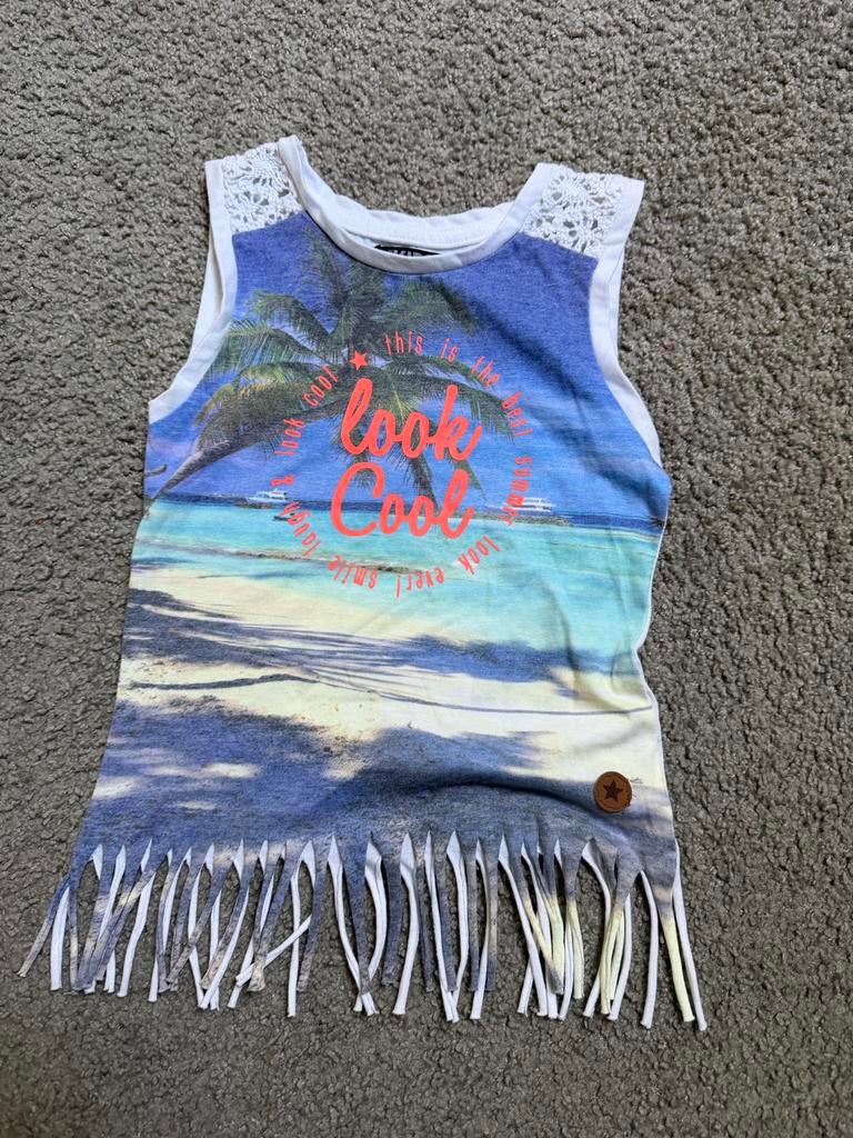 Terstal zomer topje maat 110/116 met franjes, Ophalen of Verzenden, Gebruikt, Meisje, Shirt of Longsleeve
