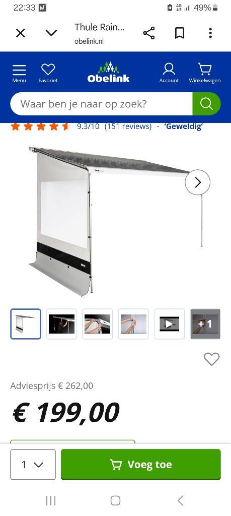 Rainblockers thule, Caravans en Kamperen, Camper-accessoires, Zo goed als nieuw, Ophalen