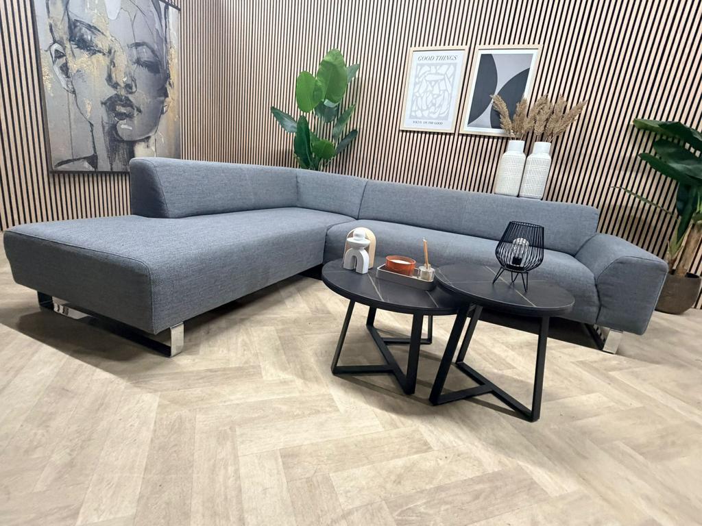 ZGAN Montel Frisco Design Hoekbank - Grijs - 287 x 230, 250 tot 300 cm, -, Montel design hoekbank frisco grijs tijdloos geweven stof