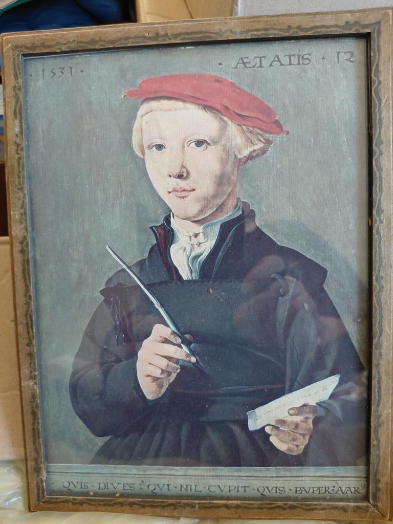 Oud schilderijtje: Student Latijnse School (naar Heemskerck), Antiek en Kunst, Ophalen of Verzenden