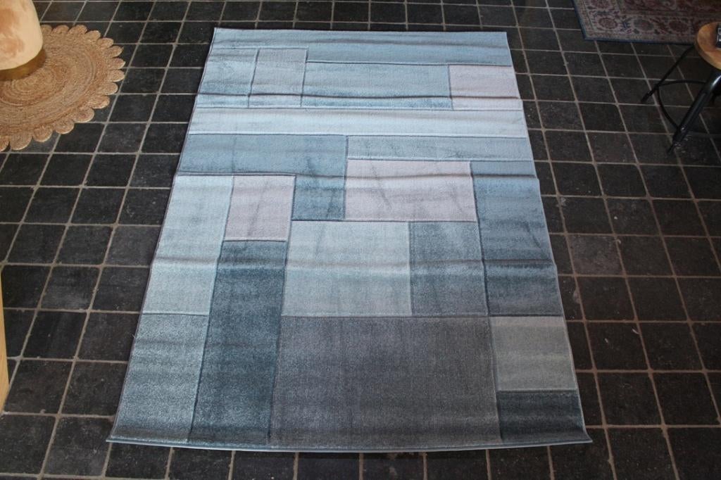 Vloerkleed Simlicity Cosmos Denim Blue met vakken 160x230, Ophalen, Grijs, 150 tot 200 cm, Rechthoekig