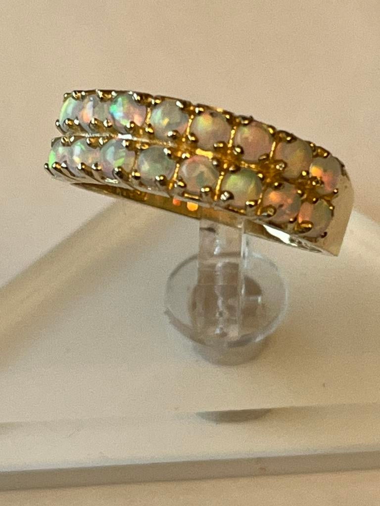 Dubbele gouden ring Opaal, Verzenden, Met edelsteen, Dame, Goud