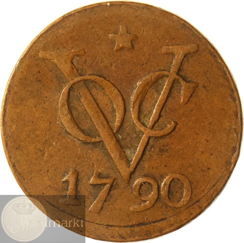 V.O.C.  - Utrecht - 2 Duit 1790 op muntplaatje ½ stuiver, Ophalen of Verzenden, Vóór koninkrijk, Overige waardes, Losse munt