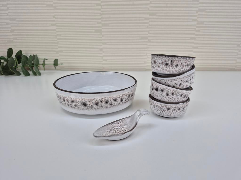 Snackset bruisglazuur. Vintage aardewerk pindaset., Ophalen of Verzenden, ., ., .