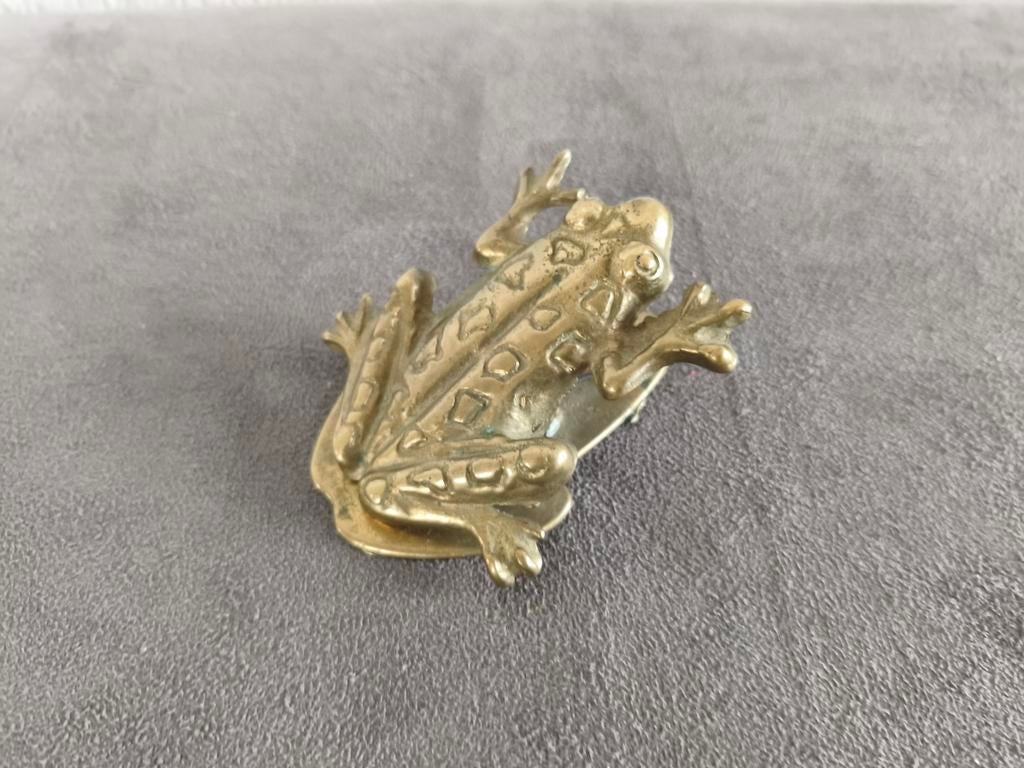 Vintage messing kikker (papierklem, flessenopener), Antiek en Kunst, Ophalen of Verzenden