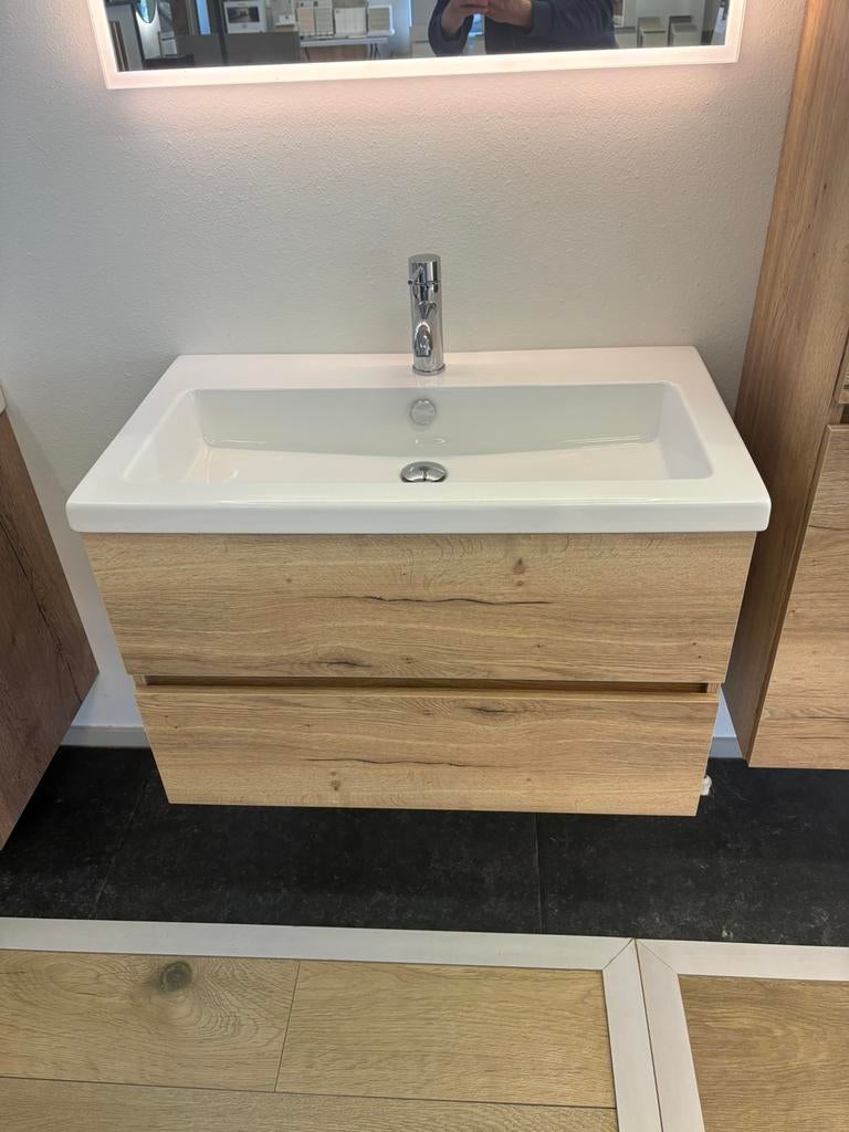 H&R Badmeubel Lorencio 80cm |  spiegel + hogekast, Huis en Inrichting, Badkamer | Badkamermeubels, Overige typen, Wltradingnl@outlook.com