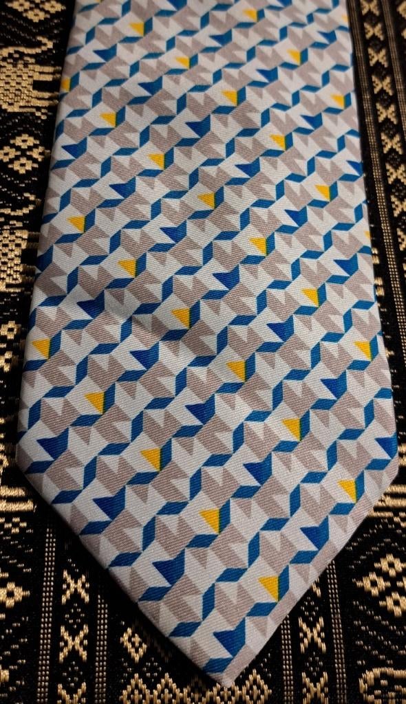 ABN AMRO Bank stropdas turquoise wit grijs geel logo € 7,95, Ophalen of Verzenden, Nieuw, Gebruiksvoorwerp