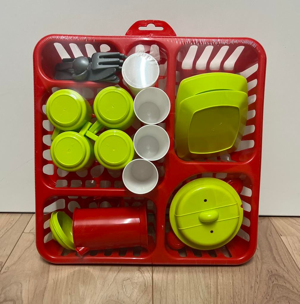 Afwas rekje met servies, Kinderen en Baby's, Speelgoed | Overig, Ophalen of Verzenden, Zo goed als nieuw, Jongen of Meisje