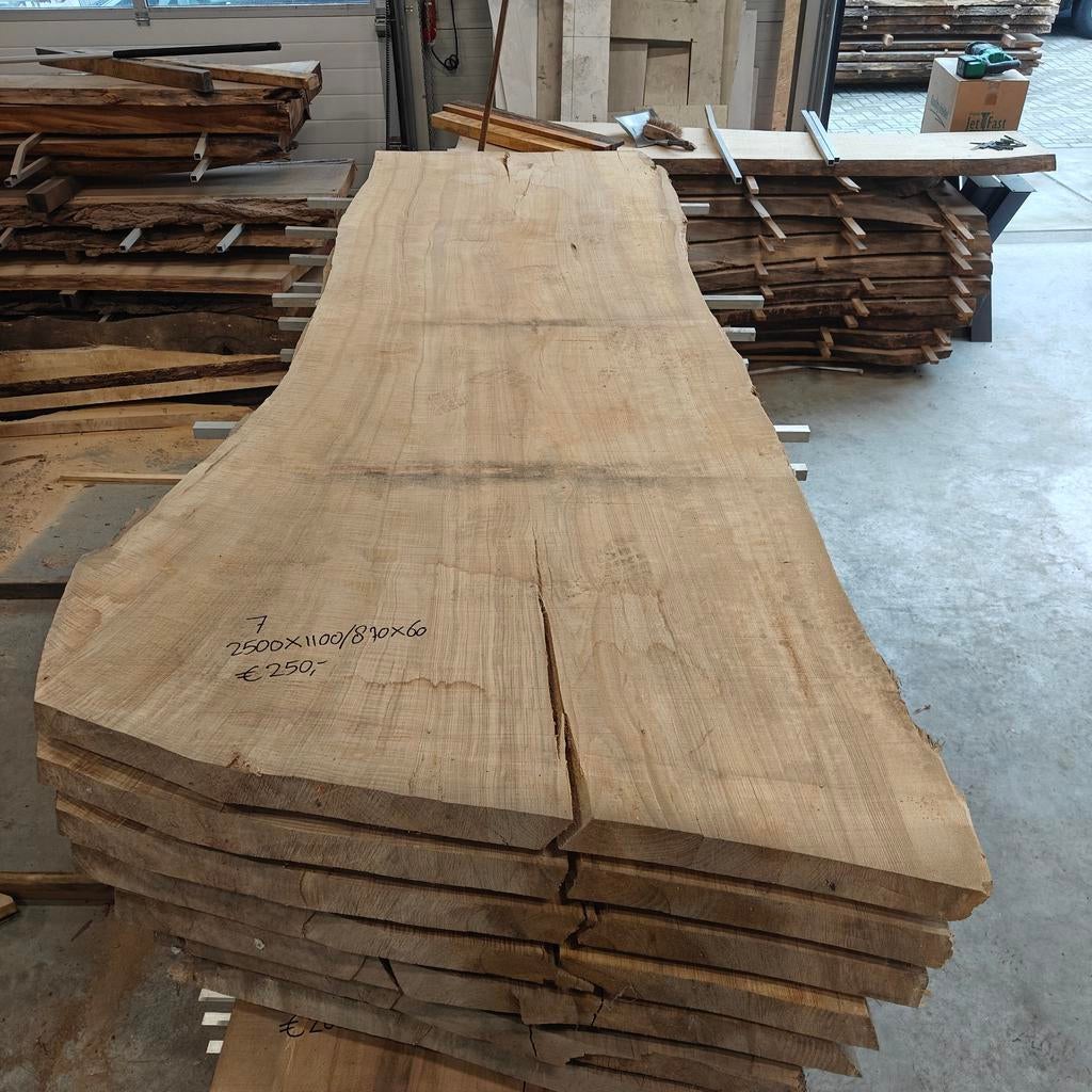 Diverse Essen boomstam planken / bladen gedroogd., Doe-het-zelf en Verbouw, Hout en Planken, Ophalen, Minder dan 25 mm, Zo goed als nieuw