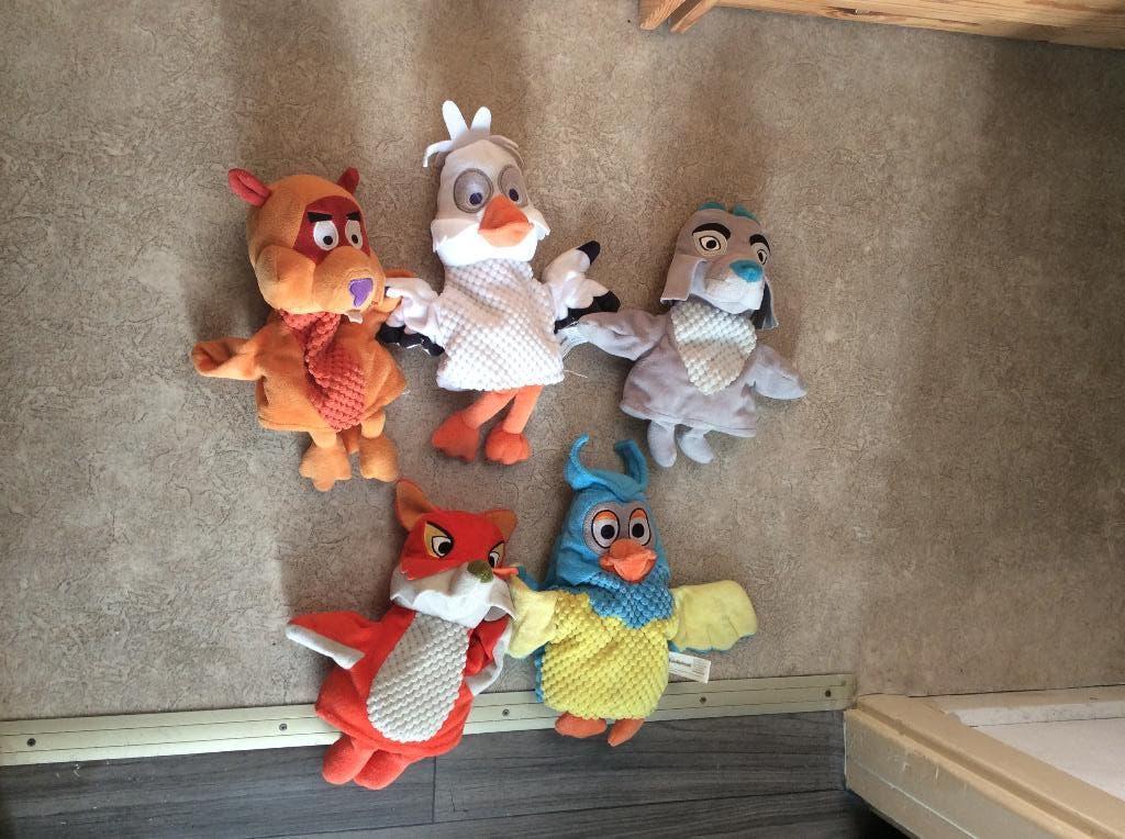 Fabeltjeskrant handpoppen. complete set van 5 poppen, Ophalen of Verzenden, Gebruikt, Overige typen