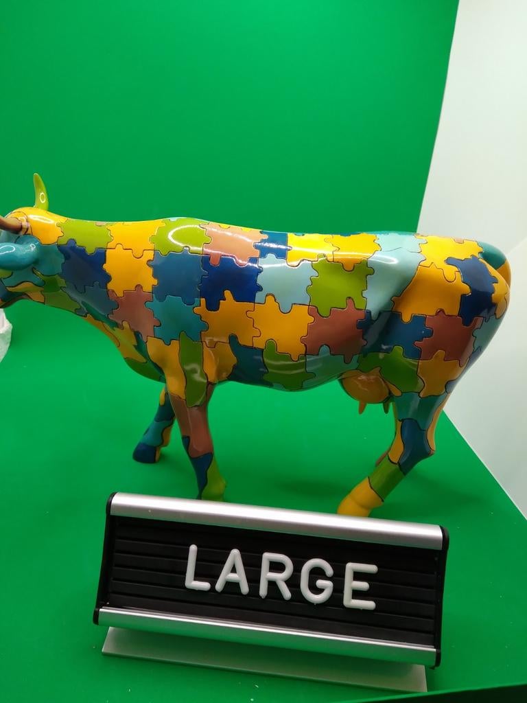 Cow Parade Koe "Puzzling Cow" LARGE, Ophalen of Verzenden, Zo goed als nieuw, Dier