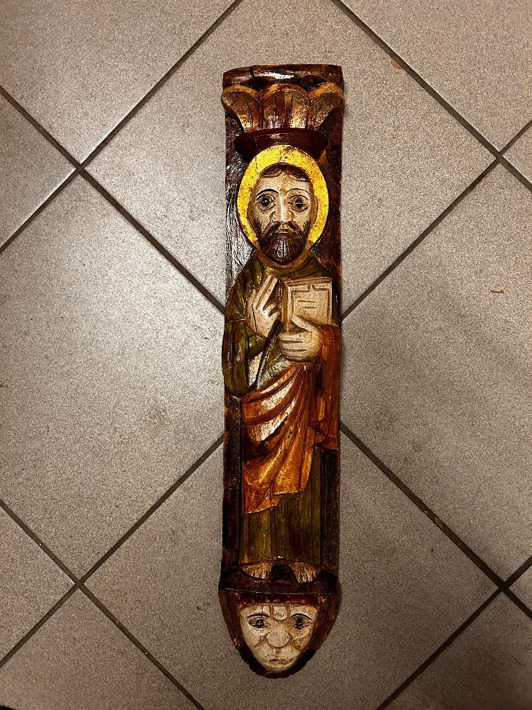 antiek spaans christelijk houten sculptuur, Ophalen of Verzenden