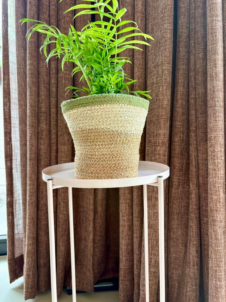 Nieuwe Jute plantenmand Intratuin met olijfgroene rand, Overige materialen, Minder dan 30 cm, Minder dan 60 cm, Rond
