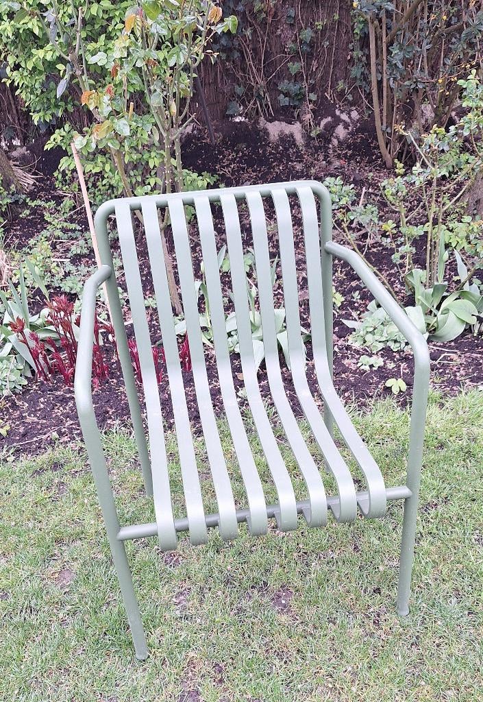Vier Hay palisade stalen eettafel stoelen, Tuin en Terras, Ophalen, Zo goed als nieuw, Metaal, Stapelbaar