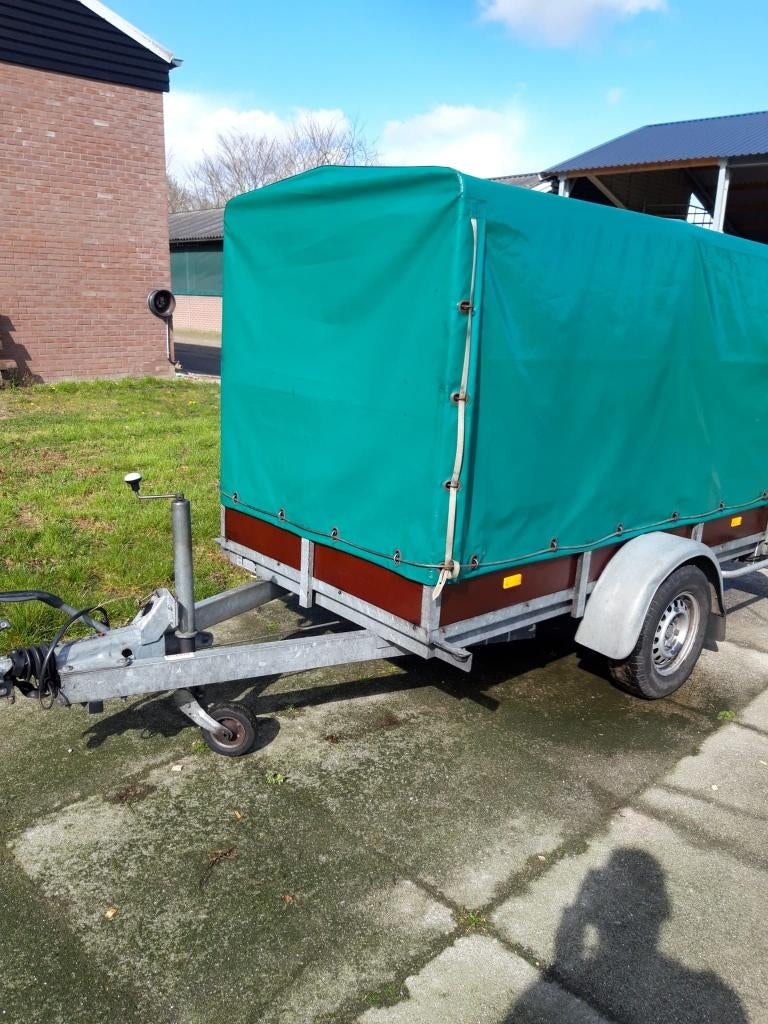 Aanhangwagen Solide enkelasser met huif/ tandemasser, Auto diversen, Aanhangers en Bagagewagens, Ophalen, Gebruikt