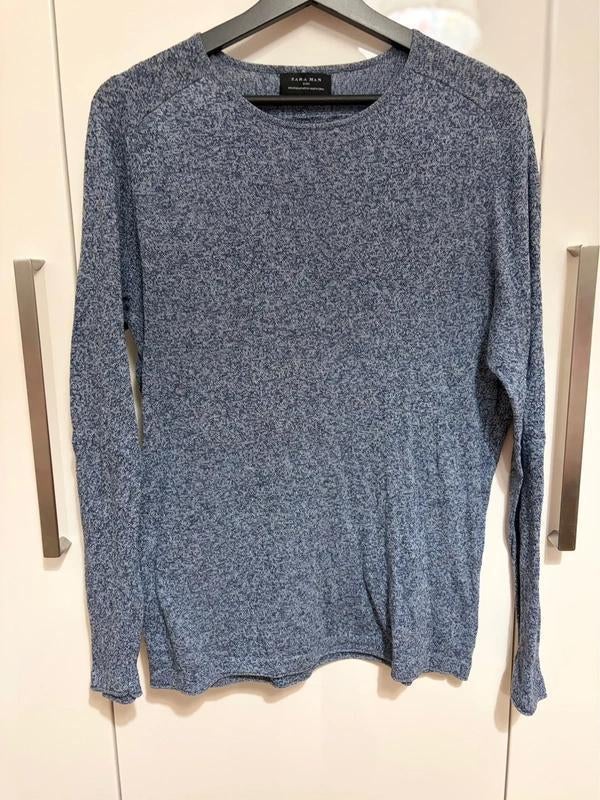 Zara - Donkerblauwe dunne trui (Maat M) - Gemêleerd, Kleding | Heren, Ophalen of Verzenden, Zo goed als nieuw, Zara Man, Maat 48/50 (M)