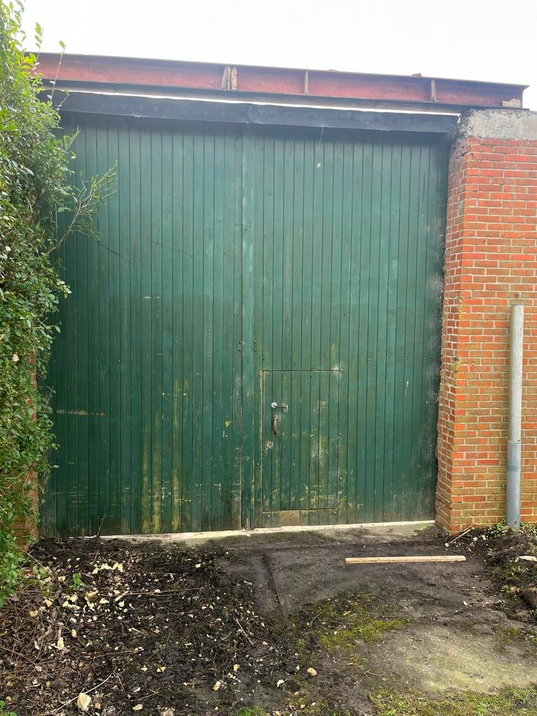 Grote houten schuurdeur, 2 delen, 370x370cm, Gebruikt, Overige typen, Ophalen of Verzenden, Hout