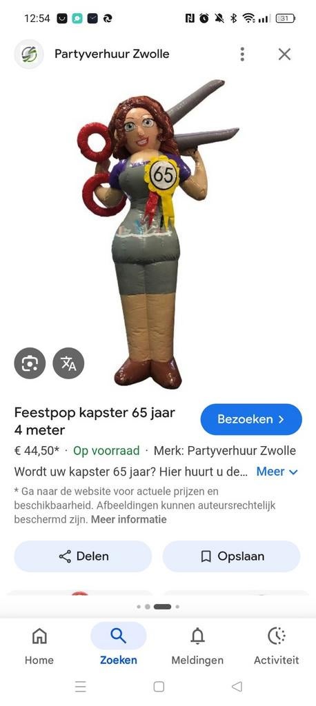 GEZOCHT feestpop 65 jaar - Opblaasbare Sarah, Ophalen of Verzenden, Versiering, Abraham of Sarah