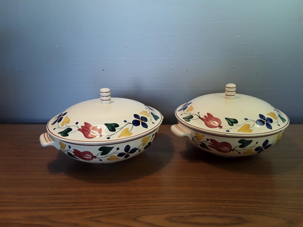 Twee boerenbontschalen van Societe Ceramique, Ophalen of Verzenden