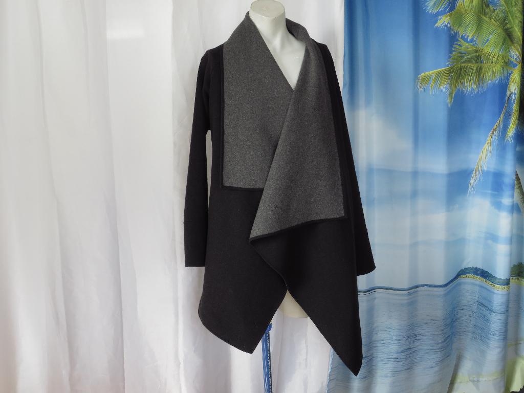zwarte wolmix overslag wrap jas tussen jas mt S, Ophalen of Verzenden, Gedragen, Maat 36 (S), Zwart