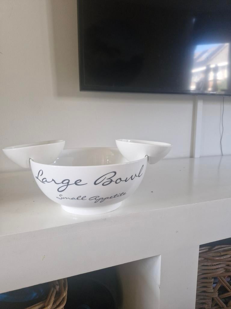 Riviera Maison schaal met dipechaaltjes, ook voor salade, Porselein of Keramiek, Schaal, Rond, Ophalen of Verzenden