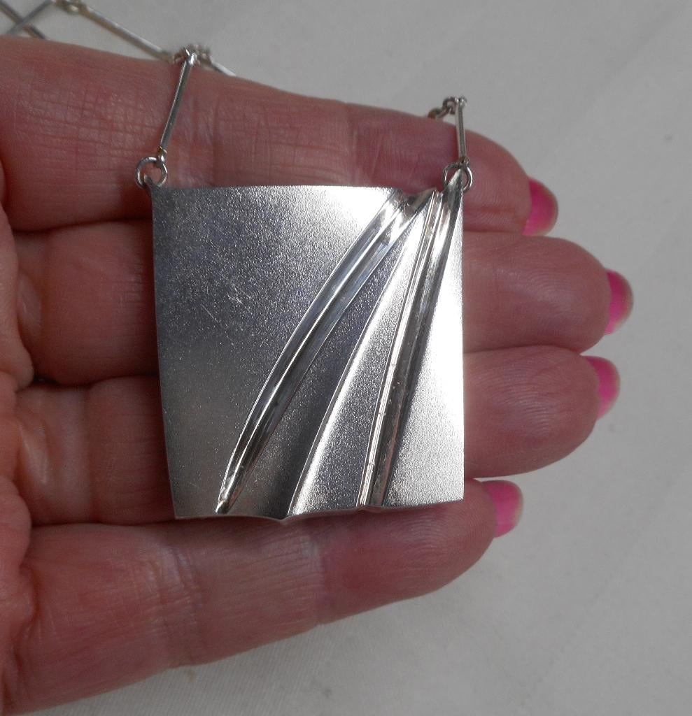 Matti Hyvarinen zilveren modernistische collier nr.188, Verzenden, Zilver, Ketting