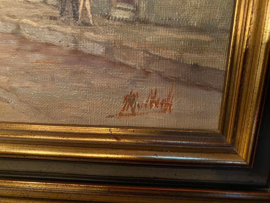 Olieverf schilderij van Delfse poort Rotterdam, Antiek en Kunst, Kunst | Schilderijen | Klassiek, Ophalen of Verzenden