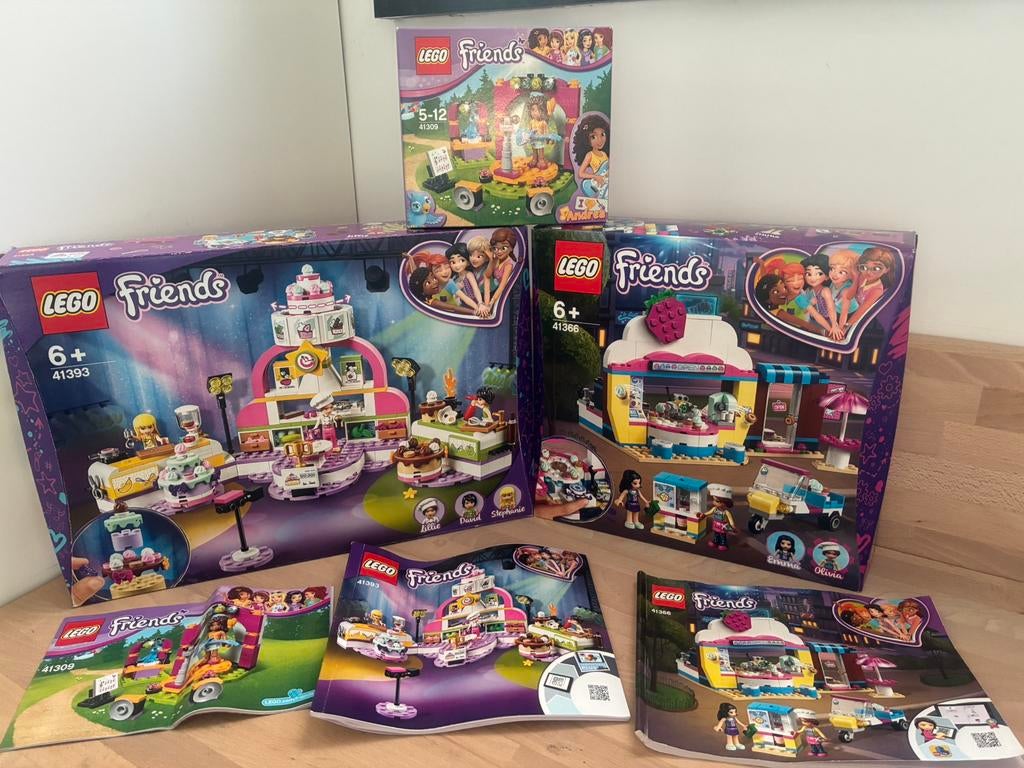 Lego friends 41393 41308 41366 bakwedstijd cupcake met doos, Ophalen of Verzenden, Gebruikt, Lego