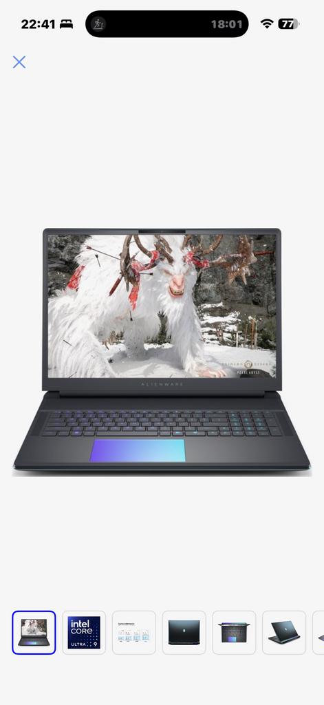 Alienware area51 18 rtx 5080 core ultra 275hx 2 x 2 tb ssd, Ophalen, Zo goed als nieuw, SSD, 17 inch of meer