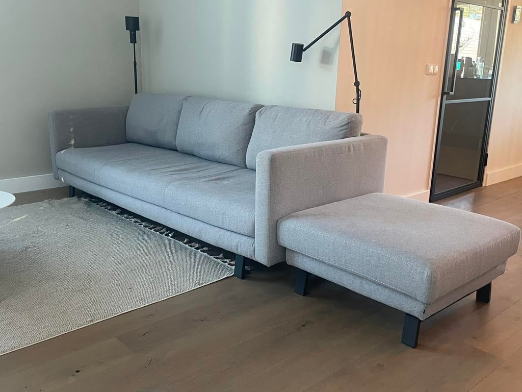 Bank grijs en hocker model: nuance van goossens wasbare hoes, Ophalen, Gebruikt, Driepersoons, 75 tot 100 cm