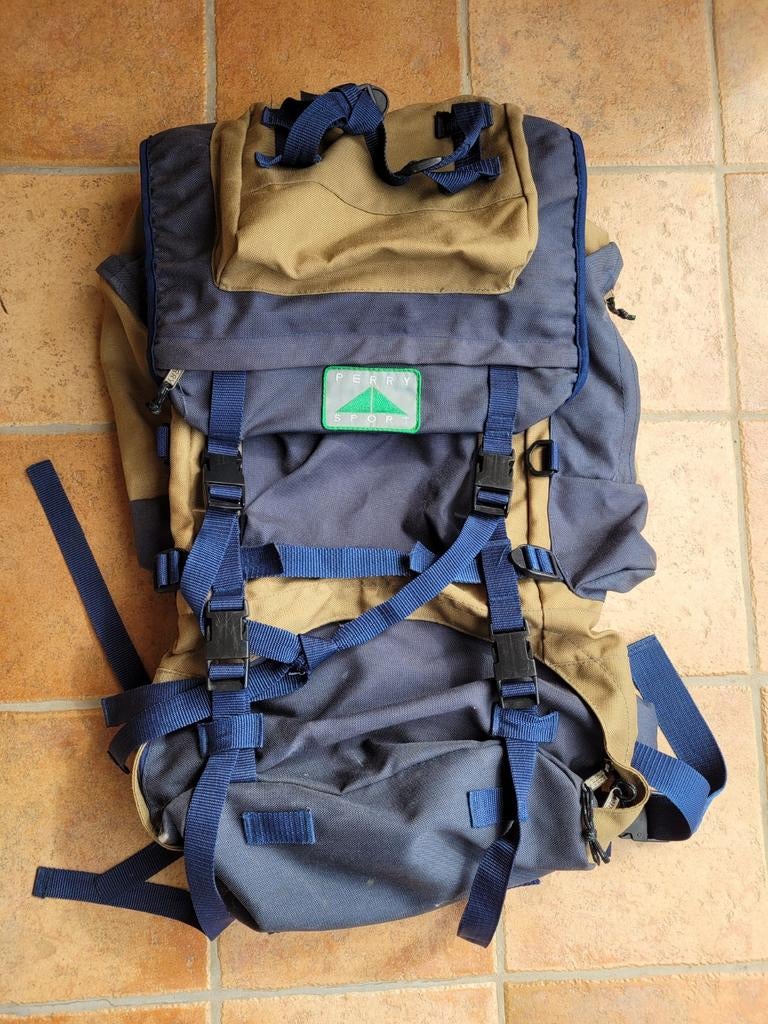 Grote blauw/beige Perry Sport backpack rugzak 70 cm, Sieraden, Tassen en Uiterlijk, Tassen | Rugtassen, Overige merken, Gebruikt
