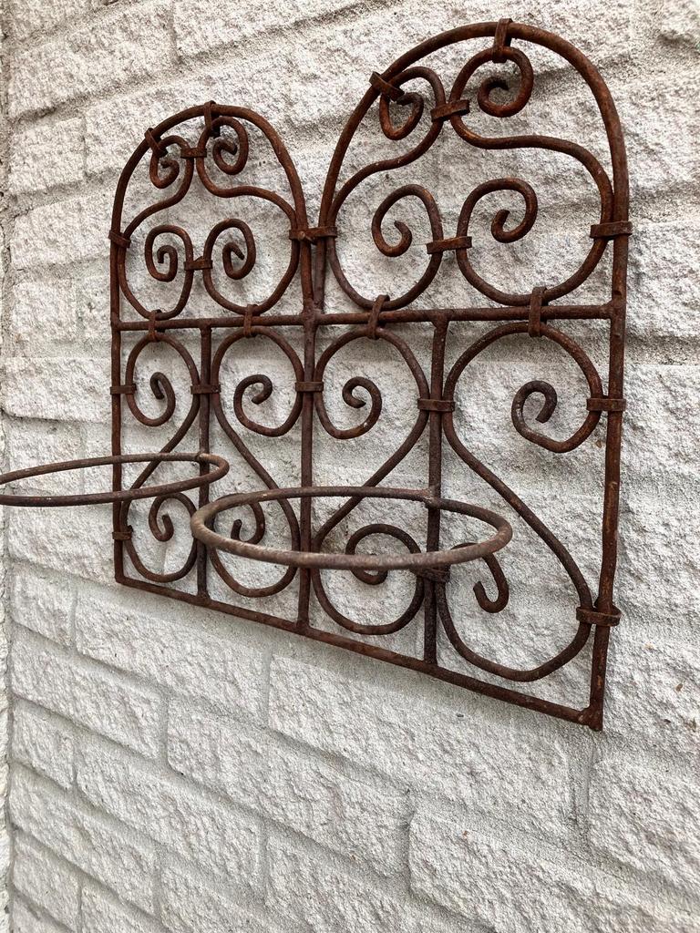 Brocant dubbel plantenrek van metaal, Tuin en Terras, Bloembakken en Plantenbakken, Gebruikt, Metaal, Binnen, 30 tot 60 cm, 60 tot 100 cm