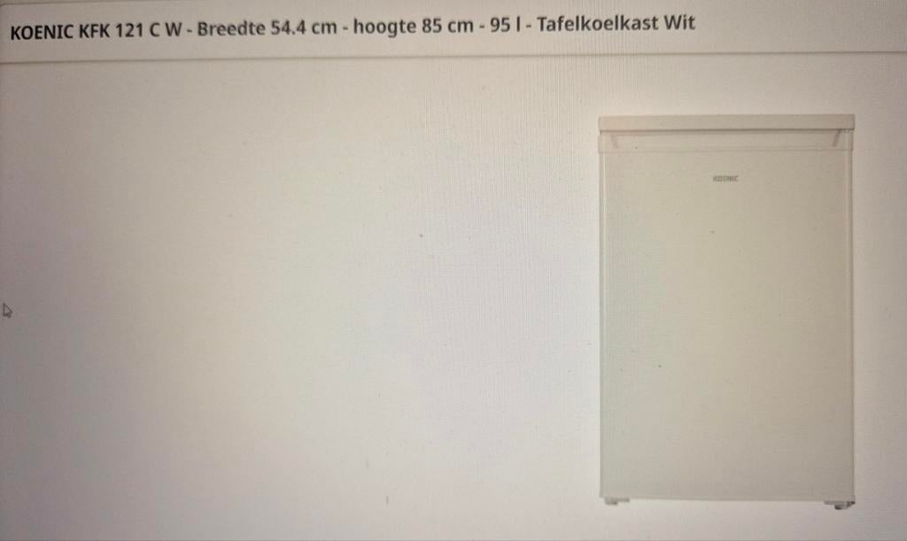 Koelkast, mini koelkast KOENIC KFK 121 C W, 75 tot 100 liter, Nieuw, 45 tot 60 cm, Met vriesvak