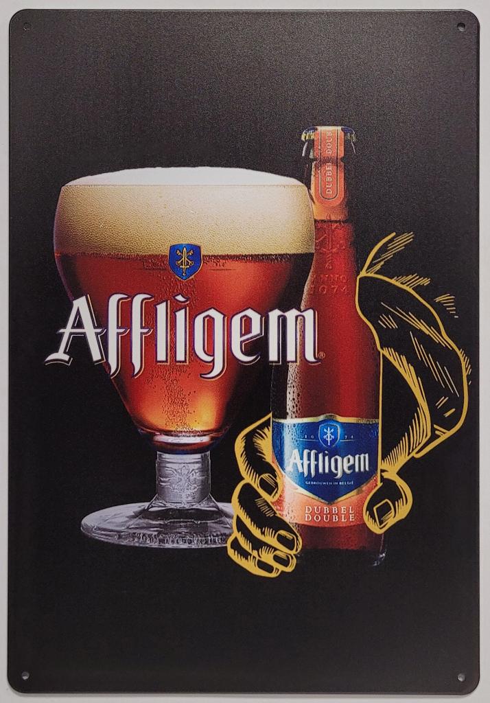 Affligem bier fles glas reclamebord van metaal wandbord deco