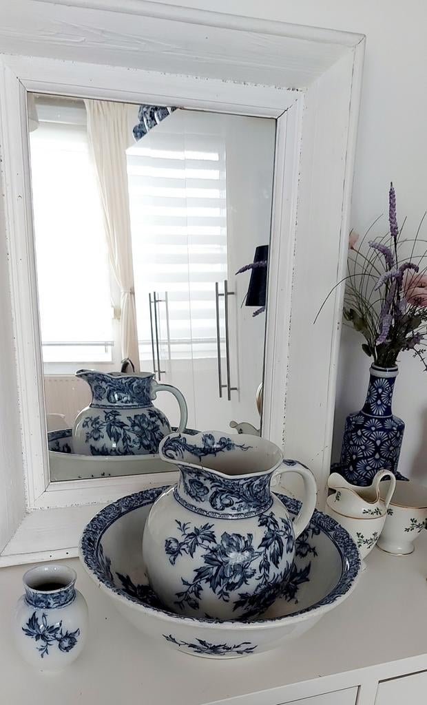 Prachtige antieke Engelse lampetset van Doulton decor Peony, Ophalen of Verzenden