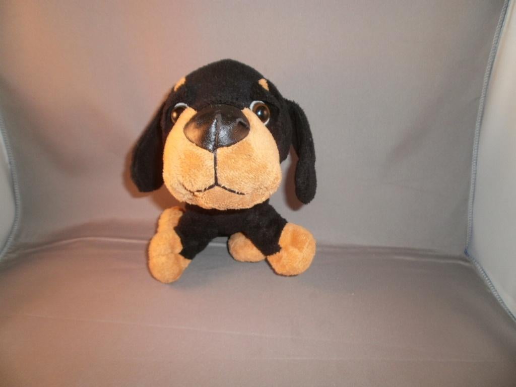 nicky toy hond zwart bruin van neus tot staart neus leer, Ophalen of Verzenden, Zo goed als nieuw, Hond