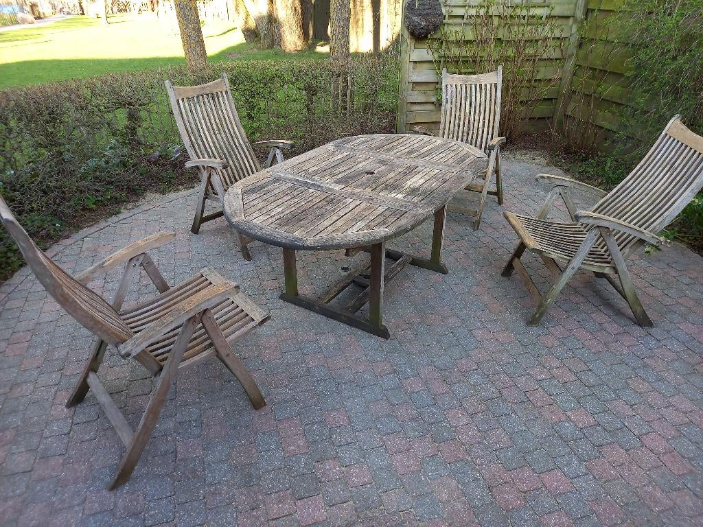 teakhouten tuinset, Tuin en Terras, Tuinsets en Loungesets, Ophalen, 4 zitplaatsen, Gebruikt, Teakhout