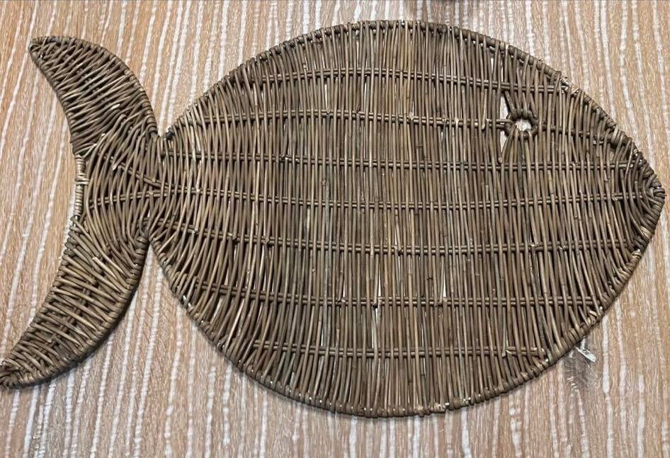 Rieten placemats in visvorm - Set van 2, Huis en Inrichting, Ophalen of Verzenden, Zo goed als nieuw