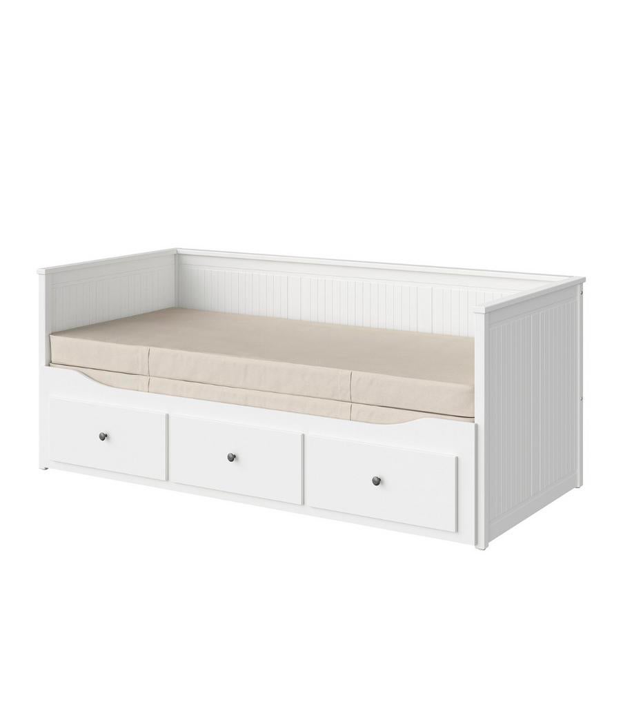 Ikea HEMNES bed met 3 lades (1 en 2 persoonsbed), Ophalen, 90 cm, Eenpersoons, Wit