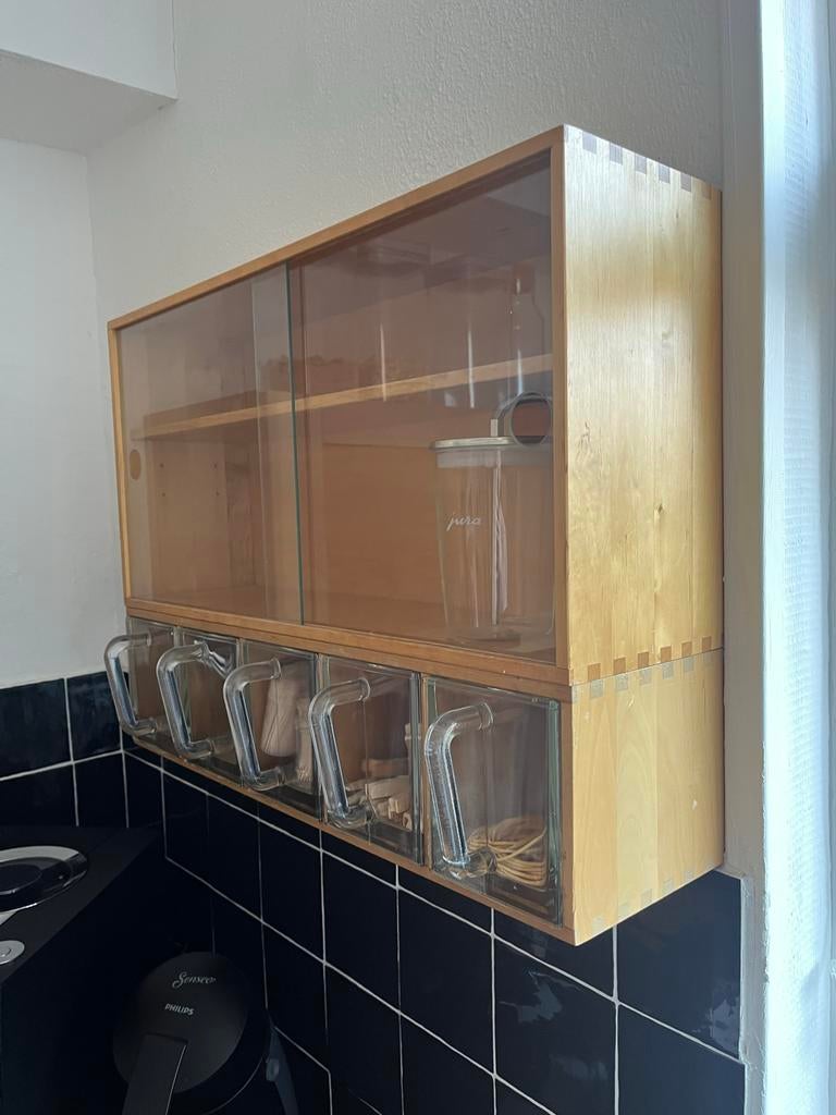 IKEA Förhöja Keukenrek met Glazen Voorraadpotten, Gebruikt, Hout, IKEA, Ophalen of Verzenden